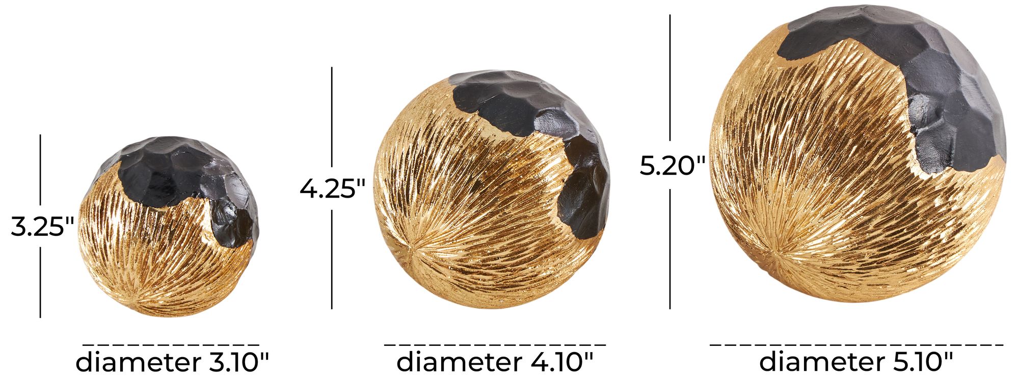 Image 7 Gold Resin Modern Orbs & Vase Filler, S/3 5", 4", 3"H more views