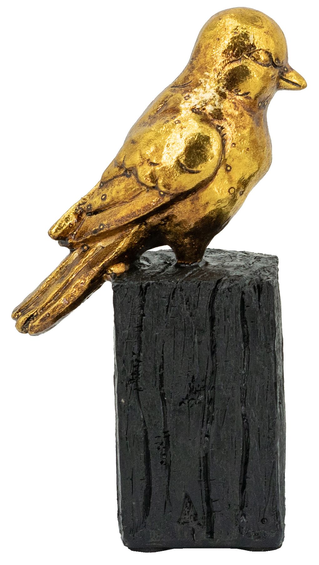 Image 2 Gold Resin Songbird Sculpture on Black Faux Branch