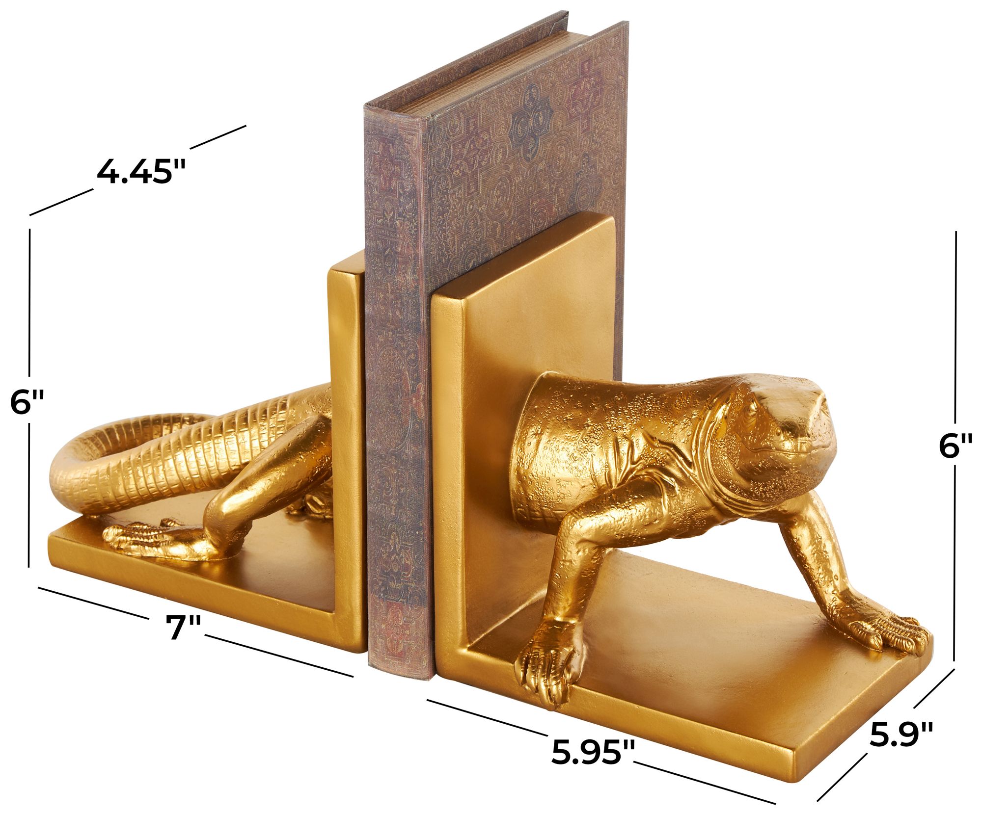 Image 7 Gold Resin Traditional Bookends, S/2 7"W, 6"H more views