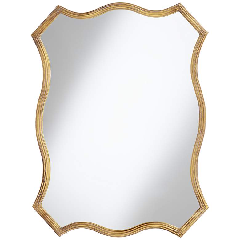 Image 1 Gold Scalloped 35 1/4 inch High Side Mirror