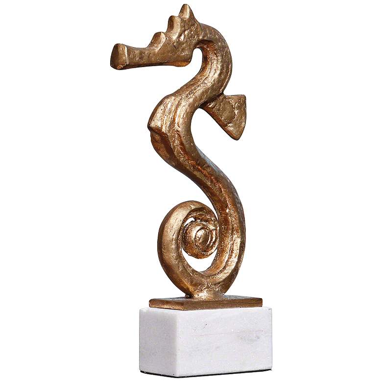 Image 1 Gold Seahorse 9 3/4" High Decorative Iron Sculpture