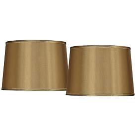 Image1 of Gold Set of 2 Drum Shades with Silver Trim 14x16x11 (Spider)