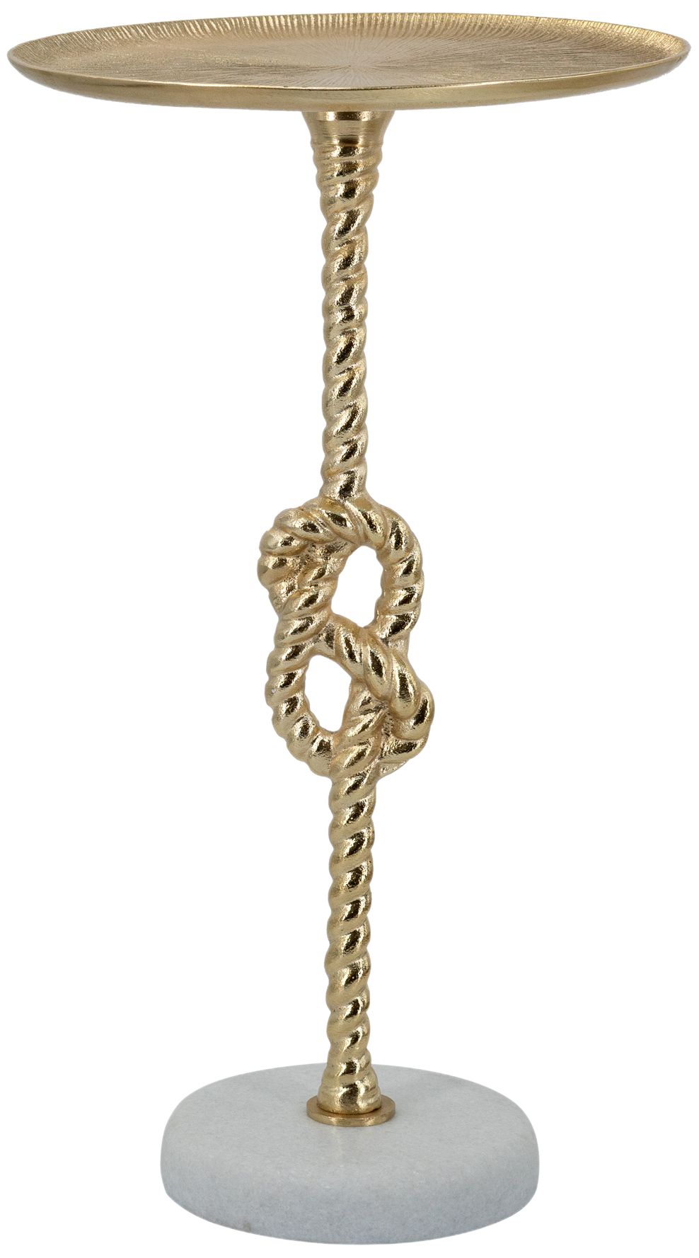 Image 2 Gold Side Table w/ Rope Knot Design & White Marble Base