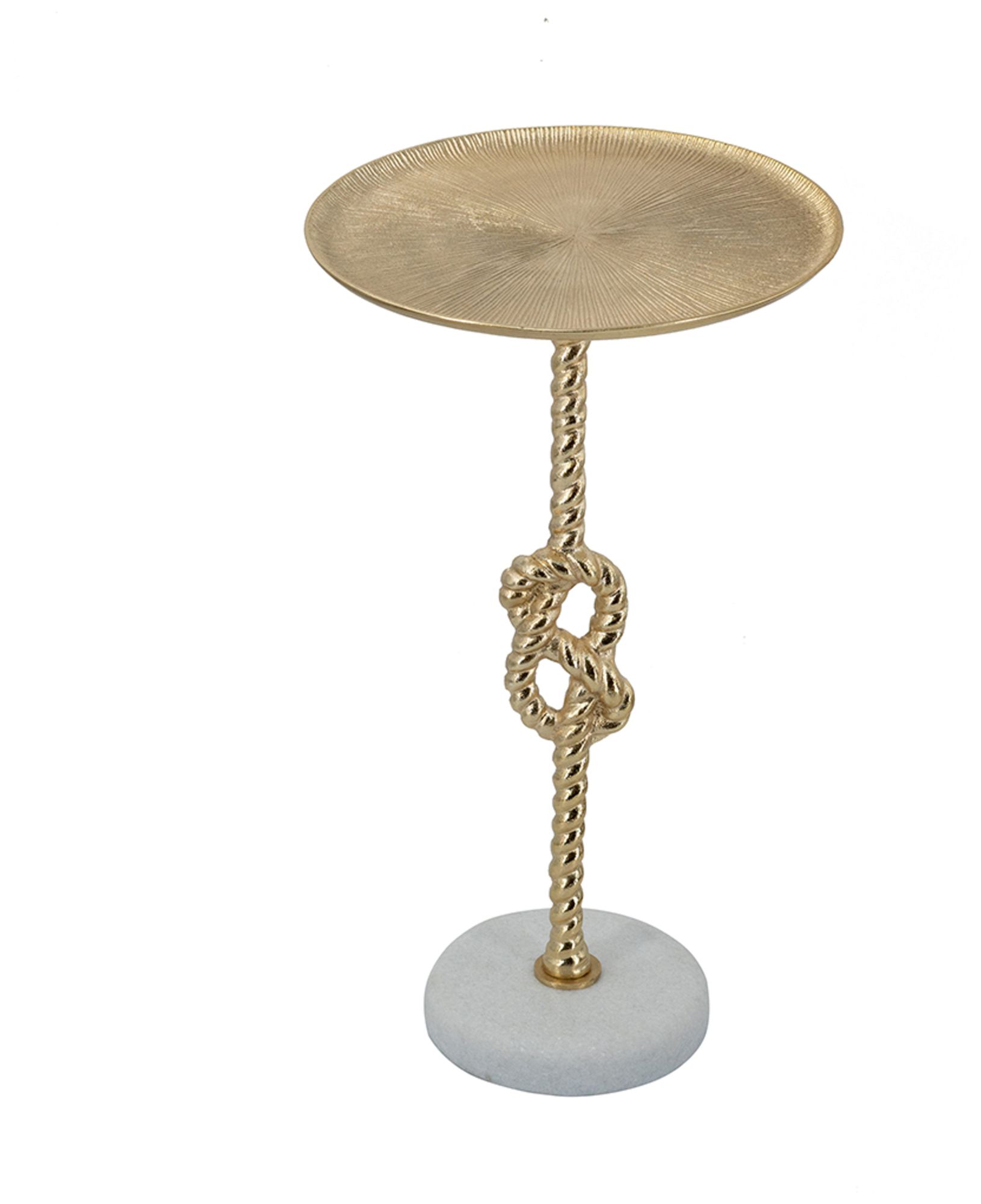 Image 3 Gold Side Table w/ Rope Knot Design & White Marble Base more views