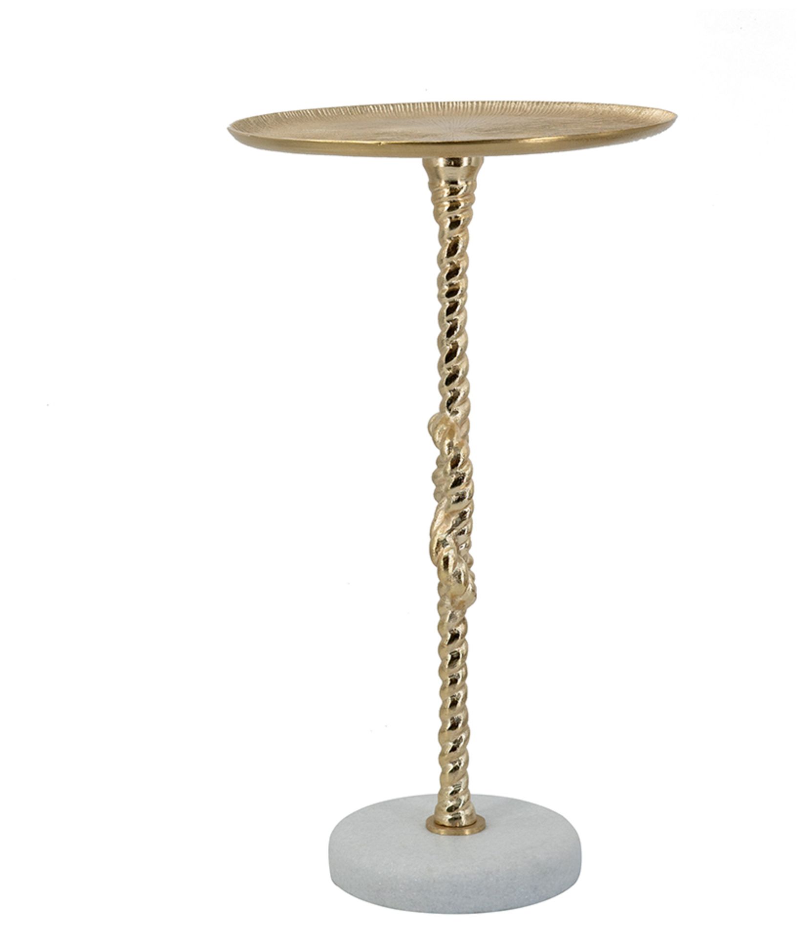 Image 4 Gold Side Table w/ Rope Knot Design & White Marble Base more views