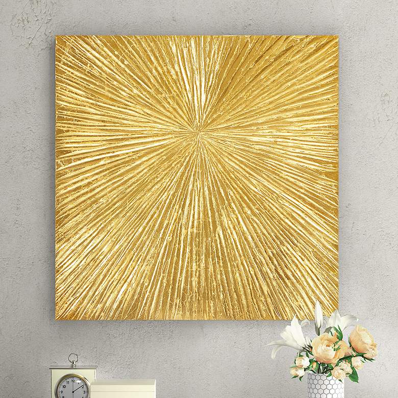 Image 1 Gold Signature Sunburst 32 3/4"W Dimensional Box Wall Art