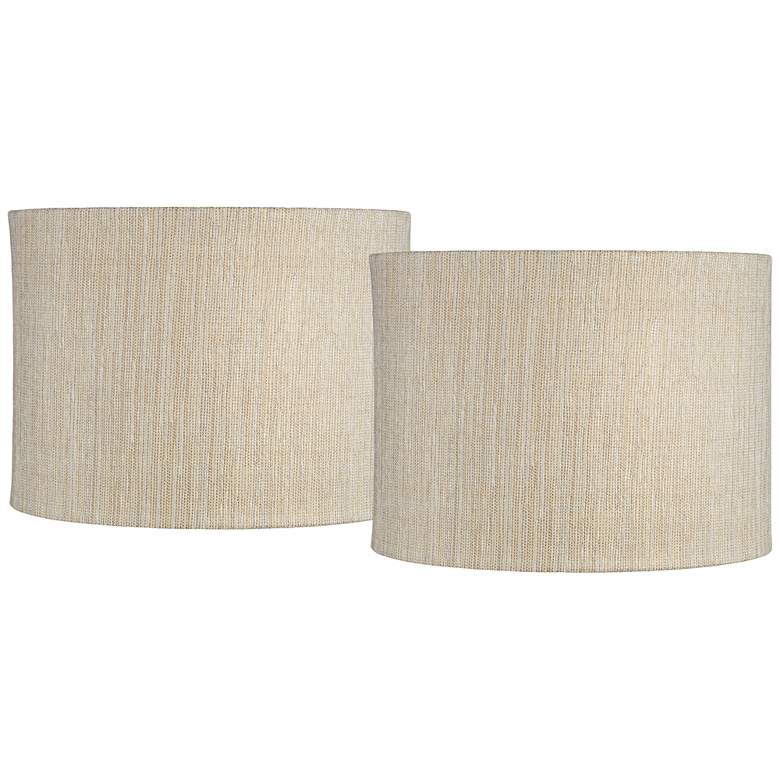 Image 1 Gold Silver Weave Set of 2 Drum Shades 15x15x11 (Spider)