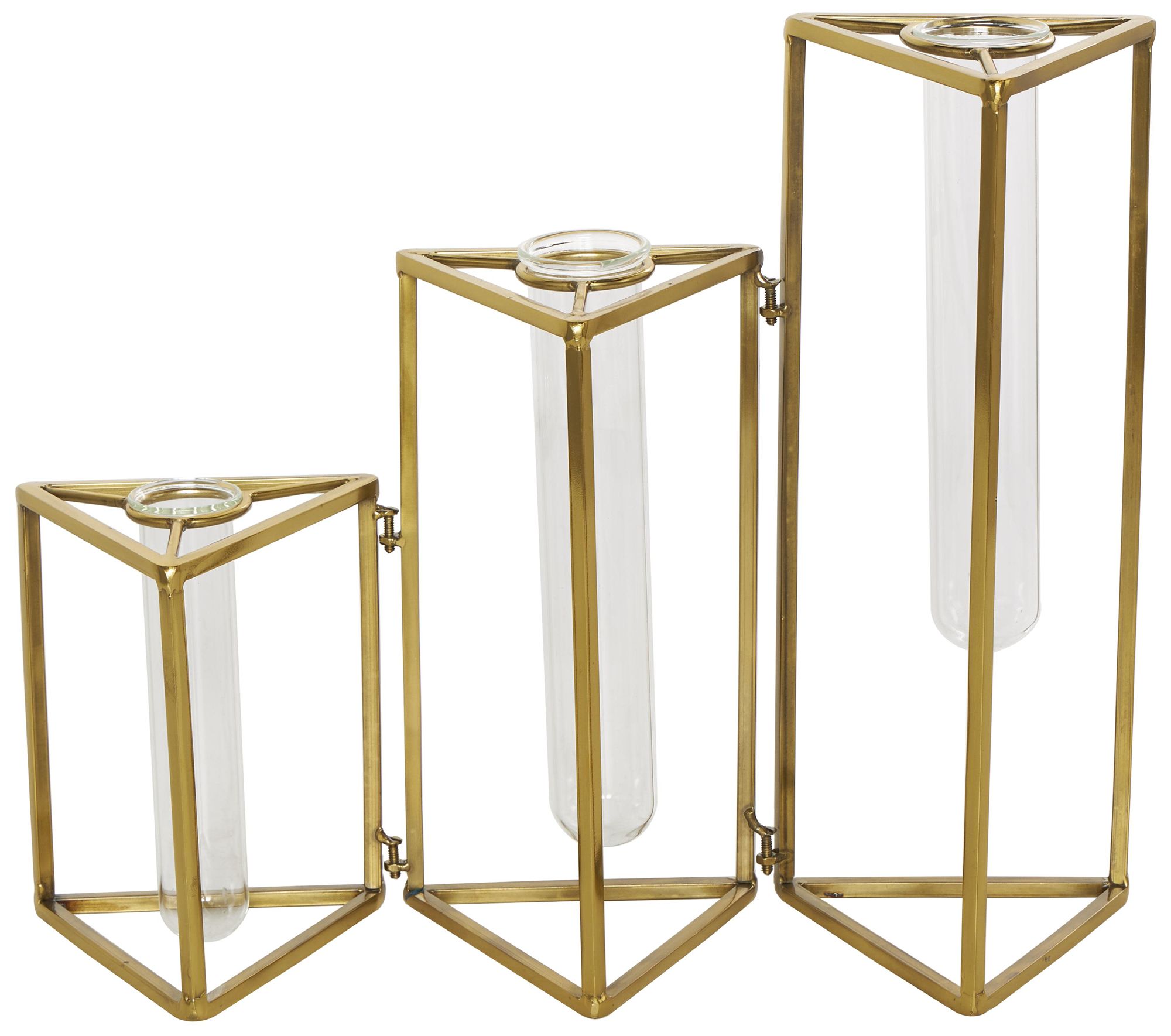 Image 2 Gold Stainless Steel Metal Glam Vase, 14" x 4" x 12"