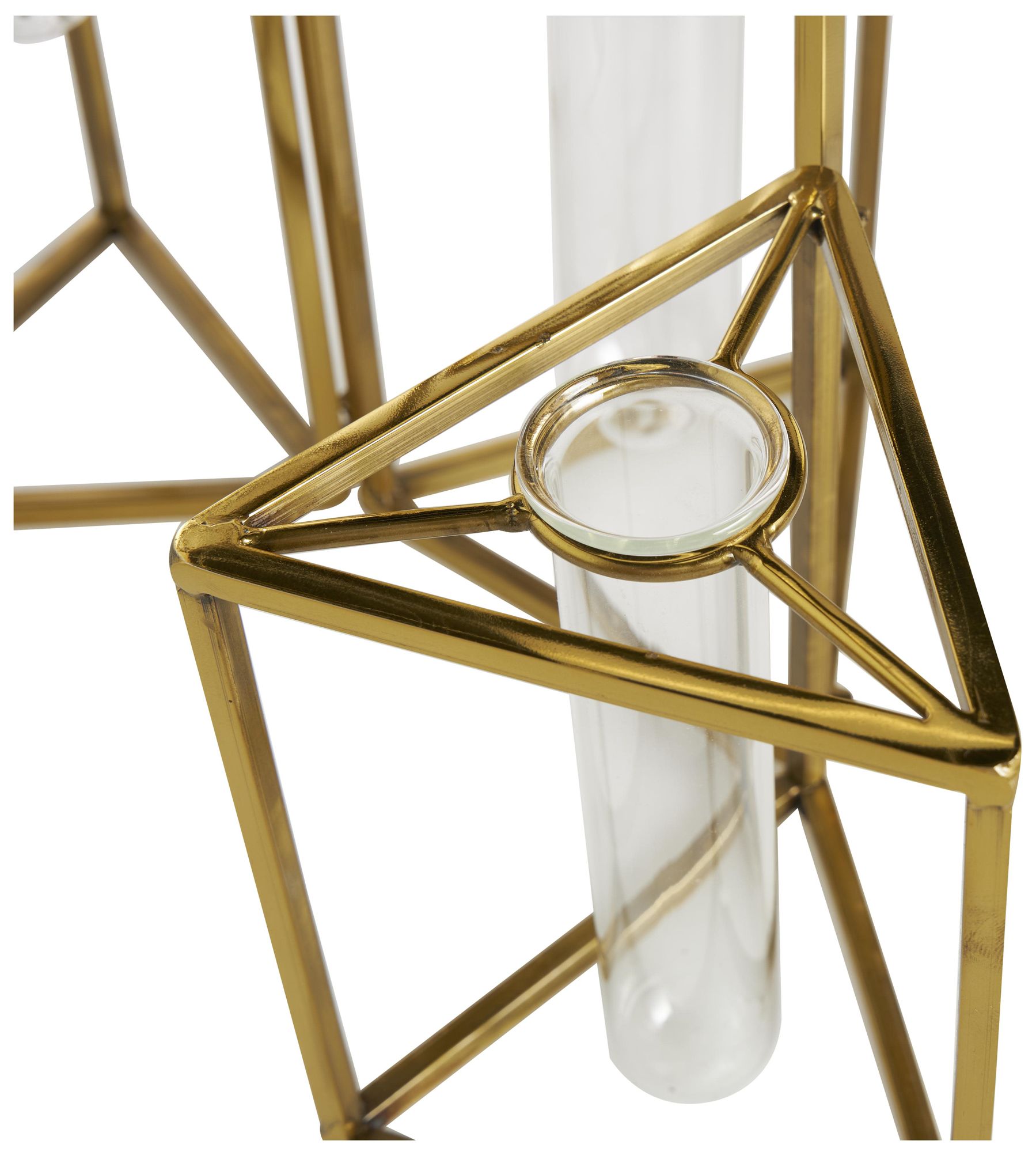 Image 3 Gold Stainless Steel Metal Glam Vase, 14" x 4" x 12" more views