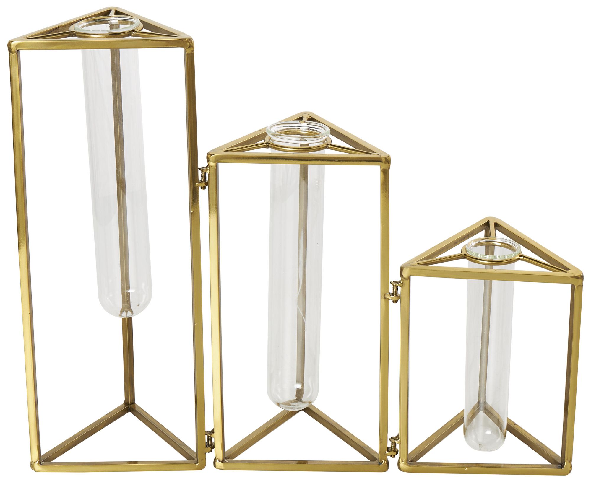 Image 5 Gold Stainless Steel Metal Glam Vase, 14" x 4" x 12" more views