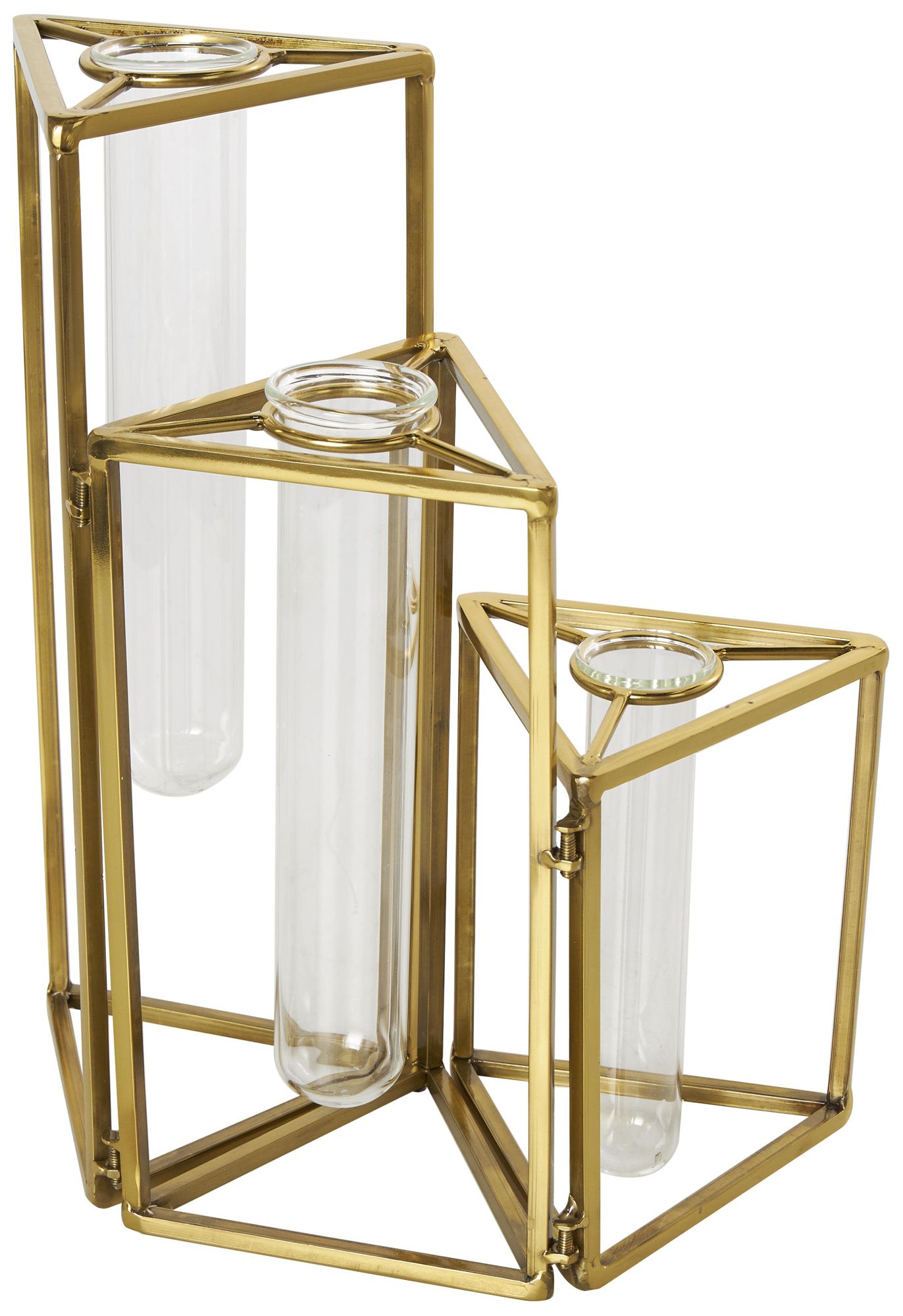 Image 6 Gold Stainless Steel Metal Glam Vase, 14" x 4" x 12" more views