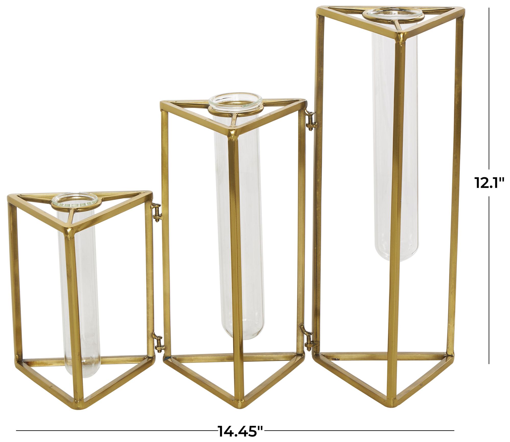 Image 7 Gold Stainless Steel Metal Glam Vase, 14" x 4" x 12" more views