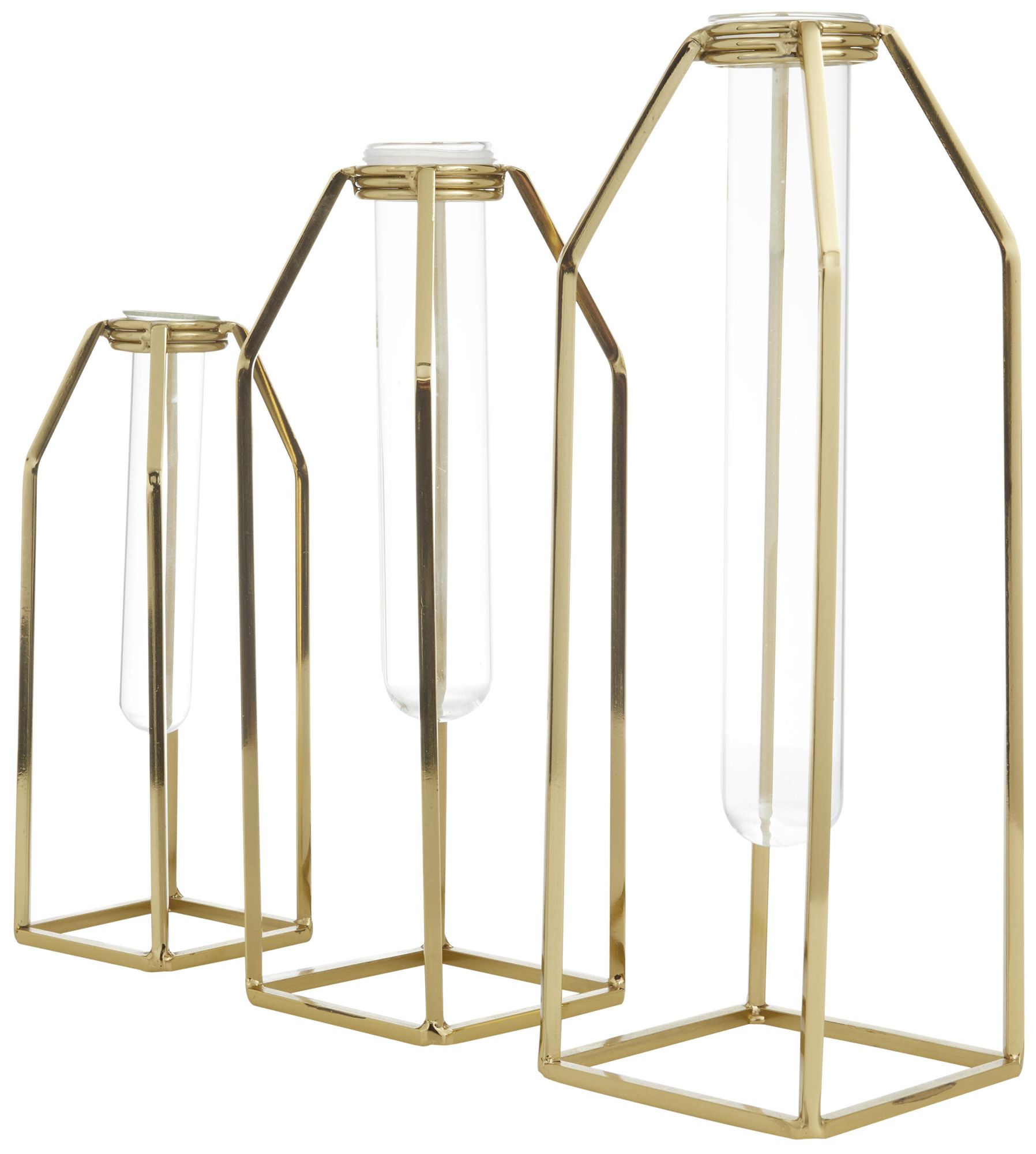 Image 6 Gold Stainless Steel Metal Glam Vase, S/3 13", 12", 9"H more views