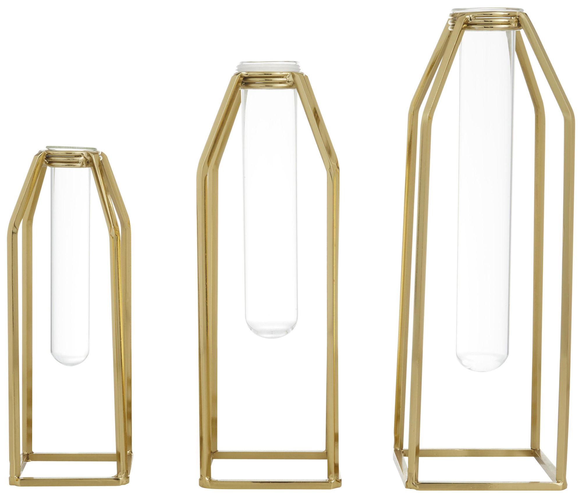 Image 2 Gold Stainless Steel Metal Glam Vase, S/3 13", 12", 9"H