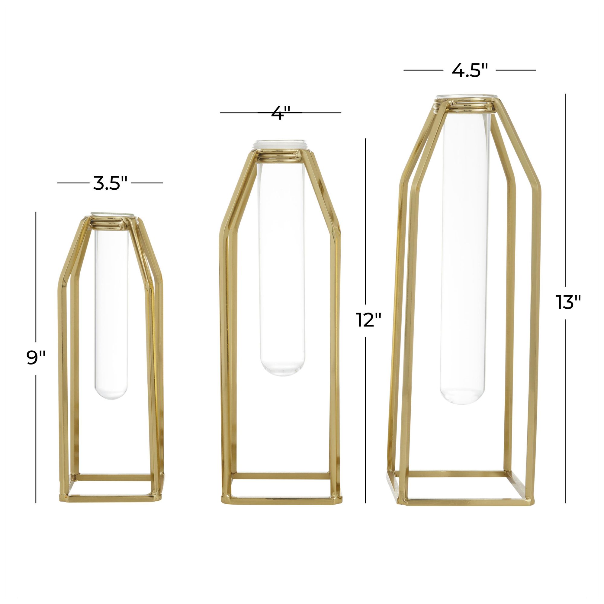 Image 7 Gold Stainless Steel Metal Glam Vase, S/3 13", 12", 9"H more views