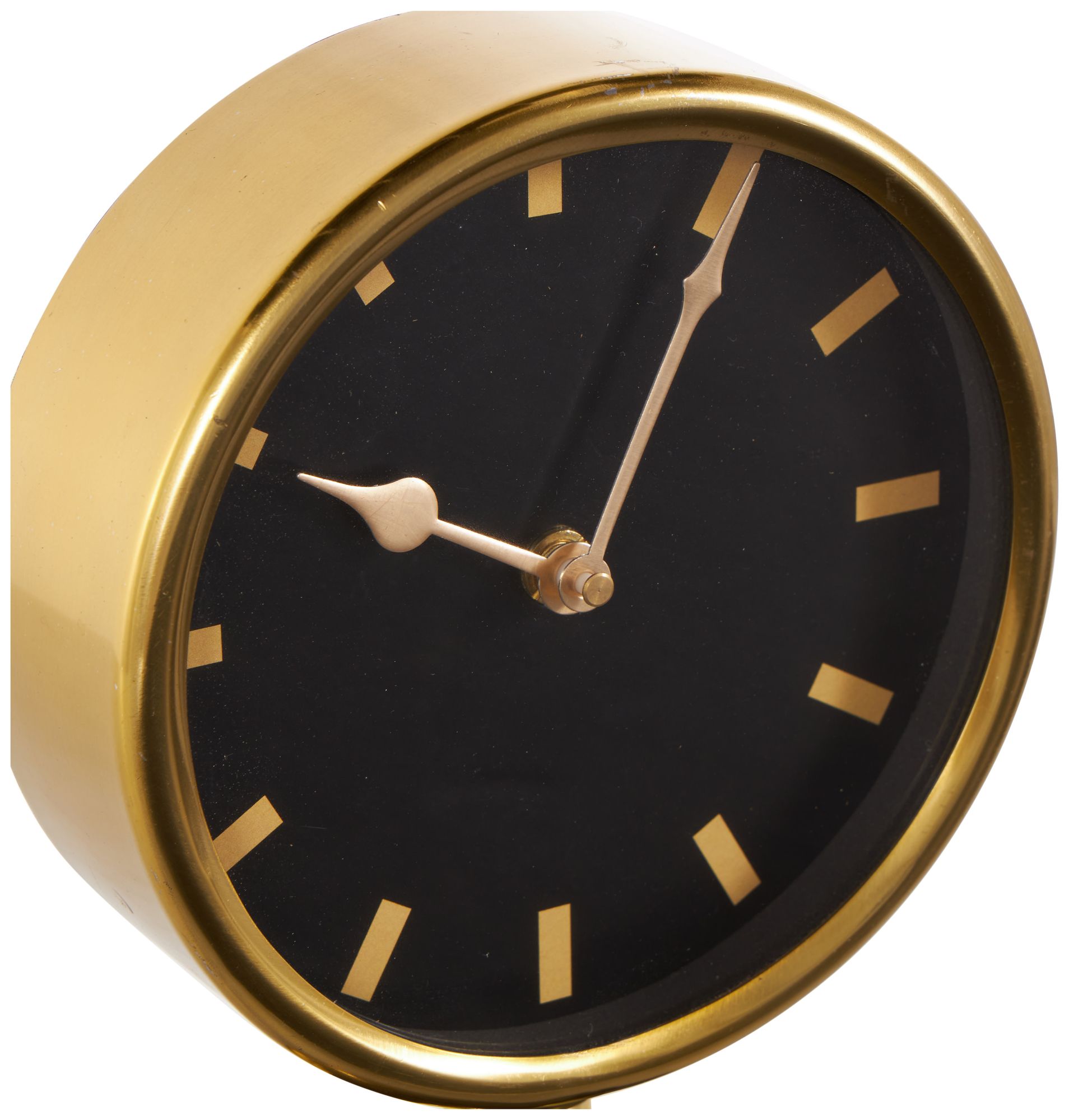 Image 3 Gold Stainless Steel Metal Modern Clock, 6" x 4" x 9" more views