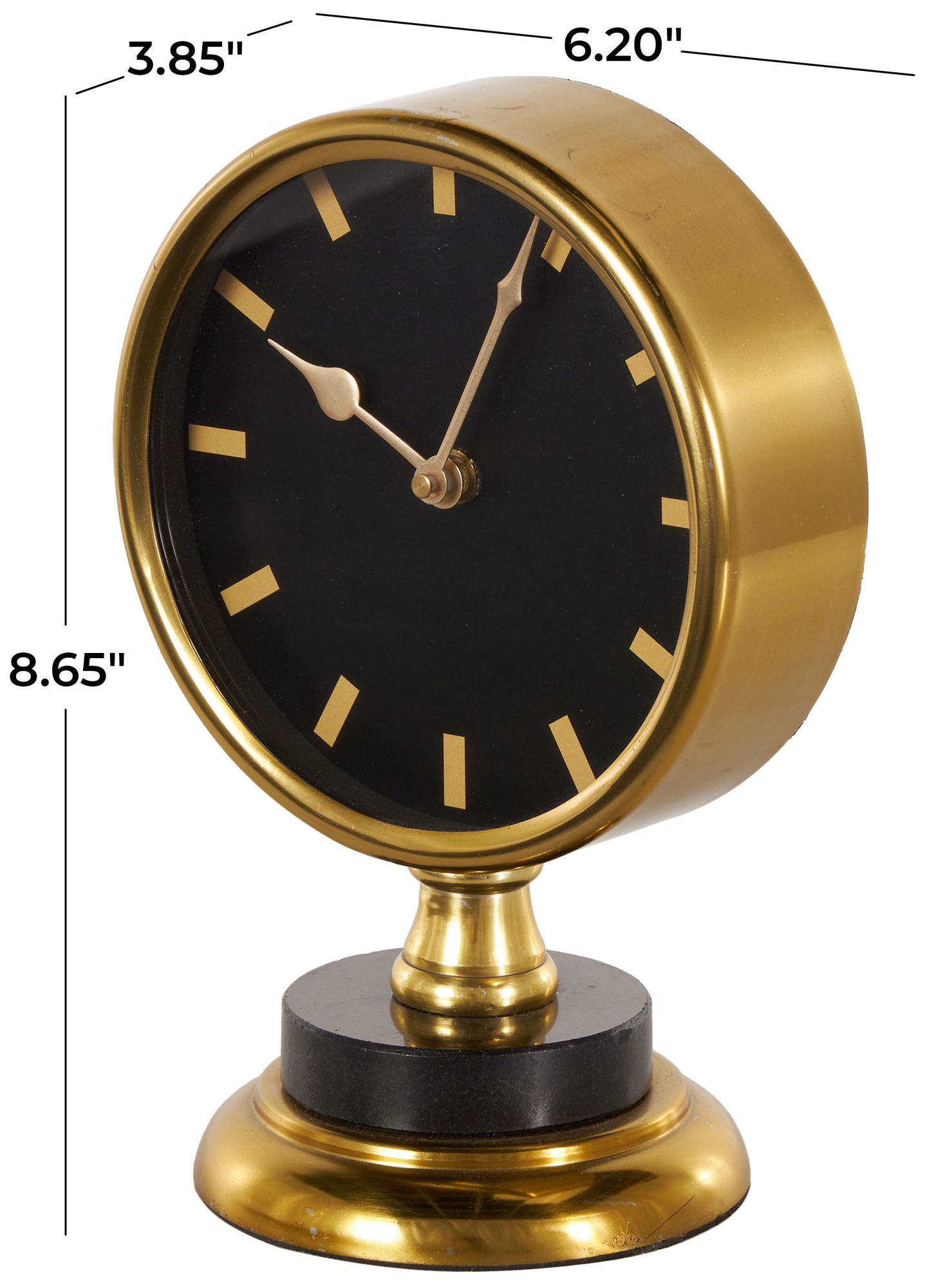 Image 7 Gold Stainless Steel Metal Modern Clock, 6" x 4" x 9" more views