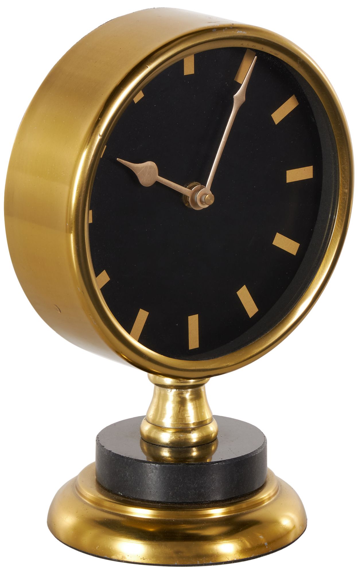 Gold Stainless Steel Metal Modern Clock, 6" x 4" x 9"