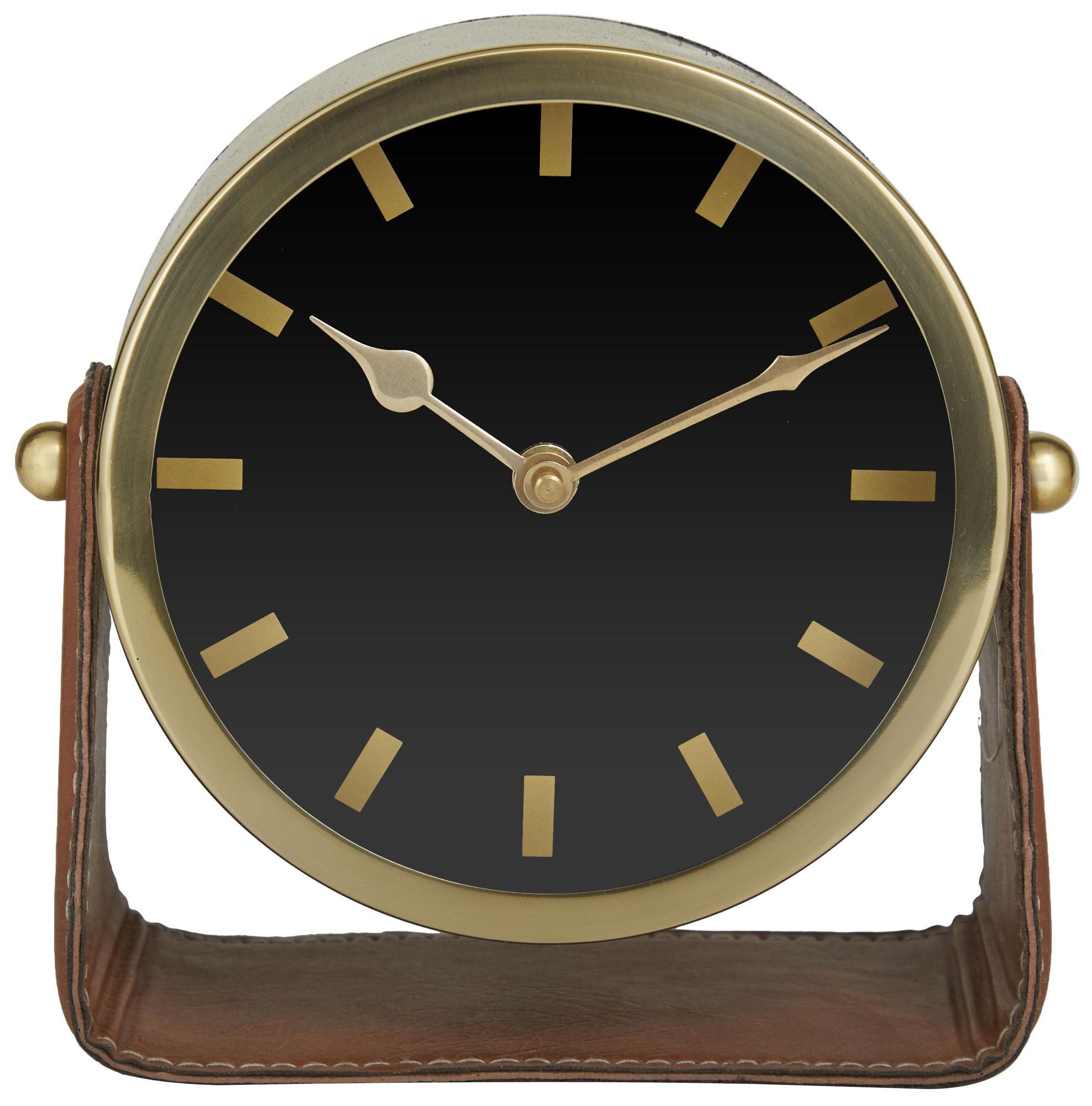 Gold Stainless Steel Metal Modern Clock, 7" x 4" x 7"