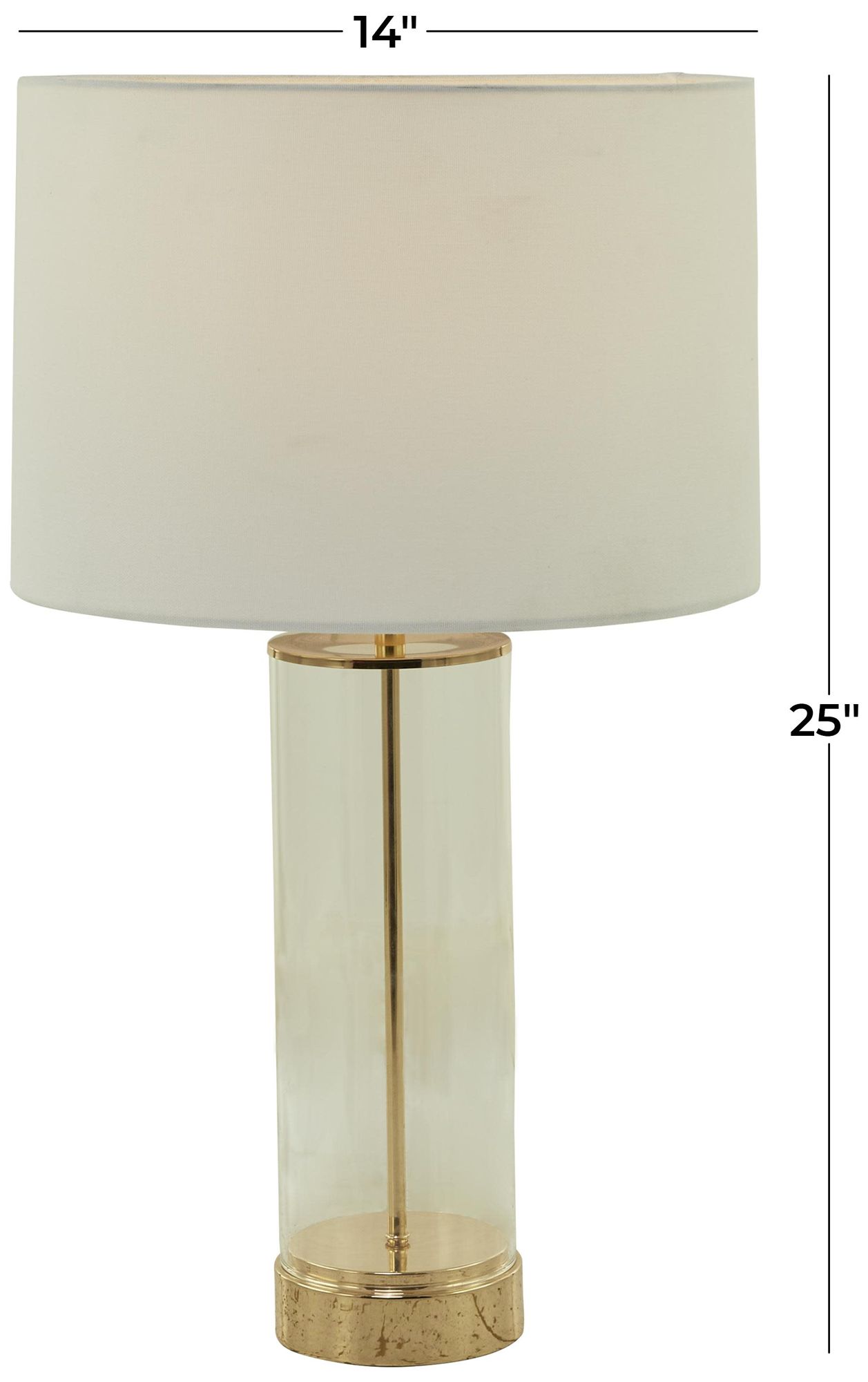 Image 7 Gold Tempered Glass Glam Table Lamp, 14" x 14" x 25" more views