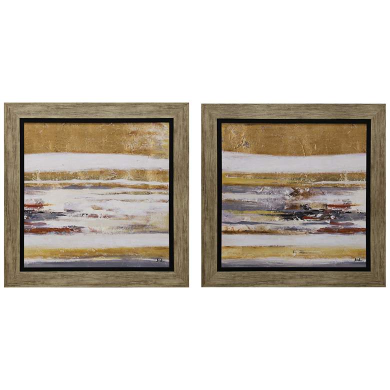 Image 1 Gold Tones 34 1/4 inch Square 2-Piece Framed Prints Wall Art Set