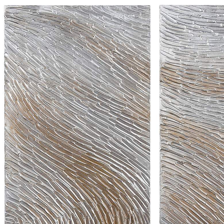 Image 4 Gold Waves 60" High Metallic 3-Piece Canvas Wall Art Set more views