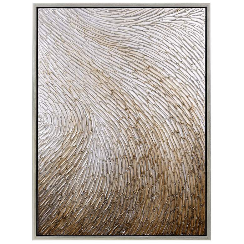 Image 1 Gold Waves II Textured Metallic Hand Painted Framed Canvas Wall Art
