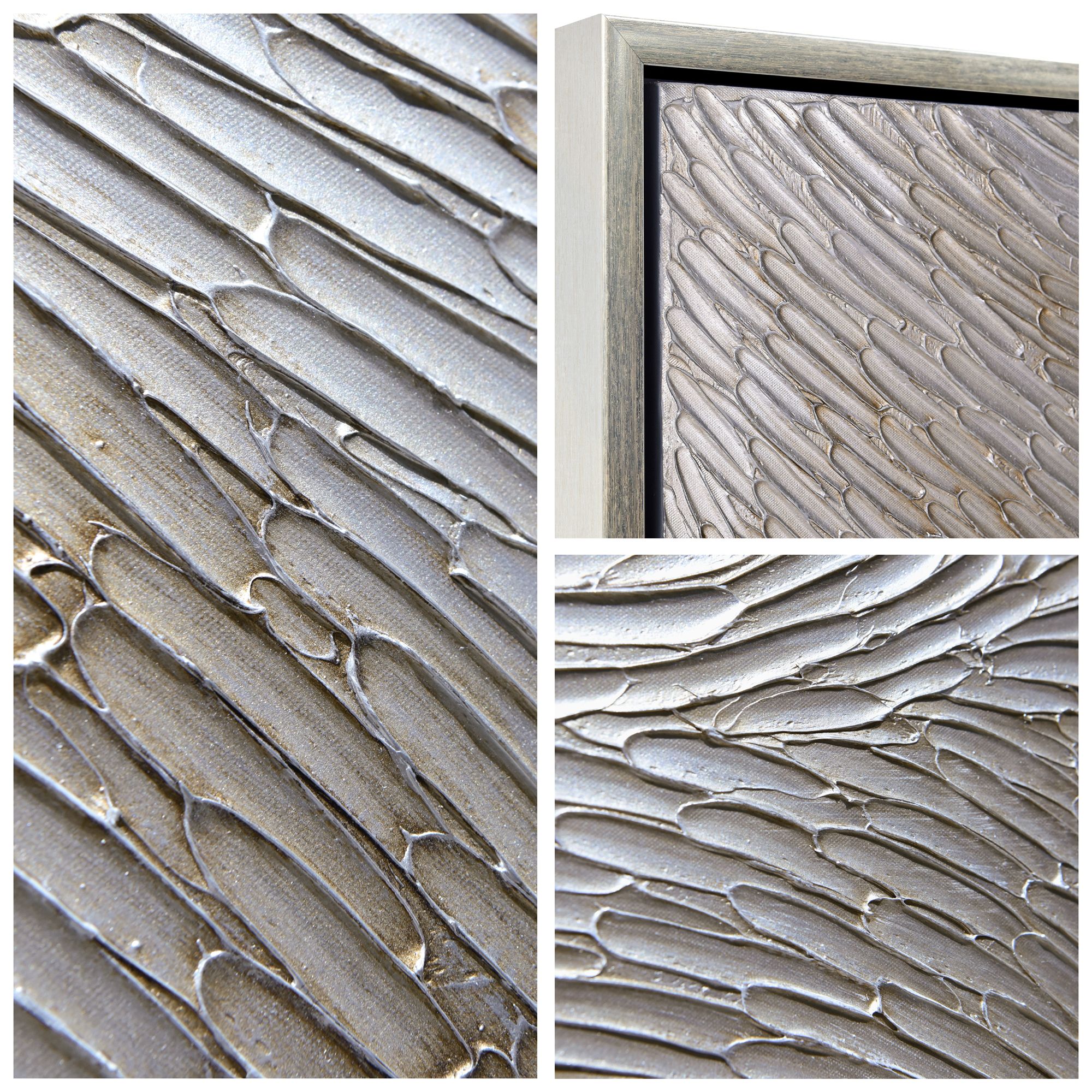 Image 4 Gold Waves II Textured Metallic Hand Painted Framed Canvas Wall Art more views