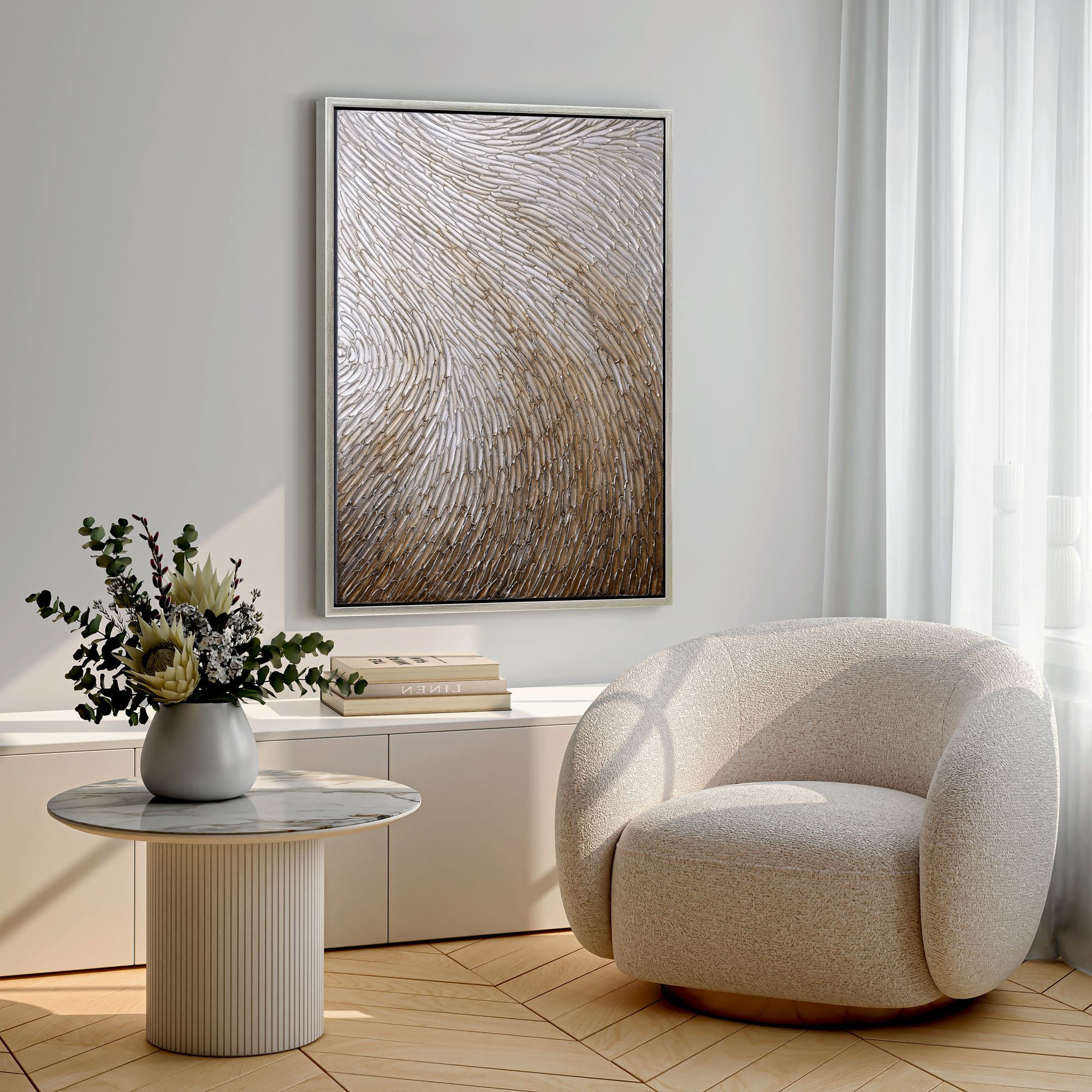 Image 6 Gold Waves II Textured Metallic Hand Painted Framed Canvas Wall Art more views