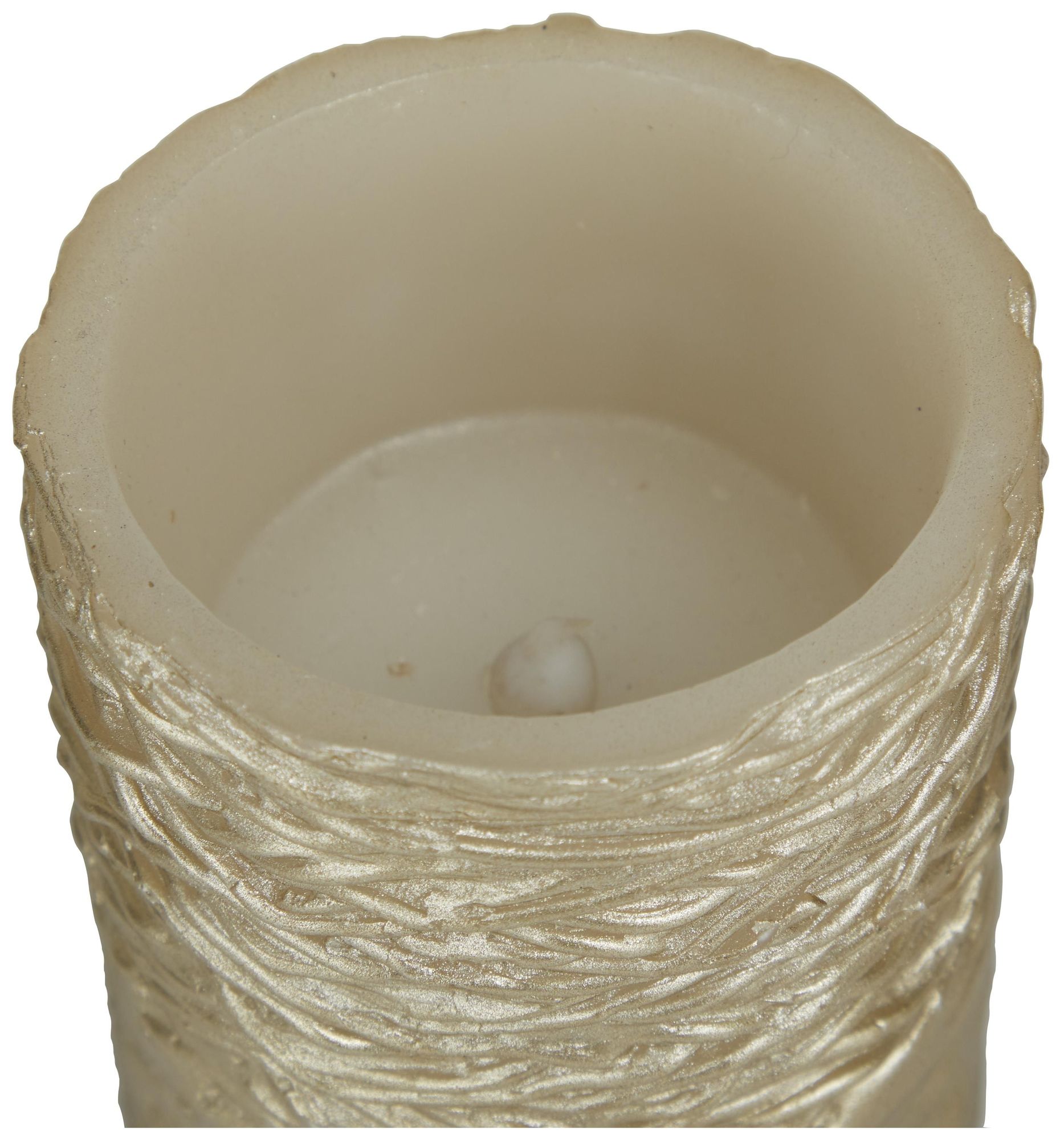 Image 3 Gold Wax Traditional Flameless Candle, S/3 6", 4", 3"H more views
