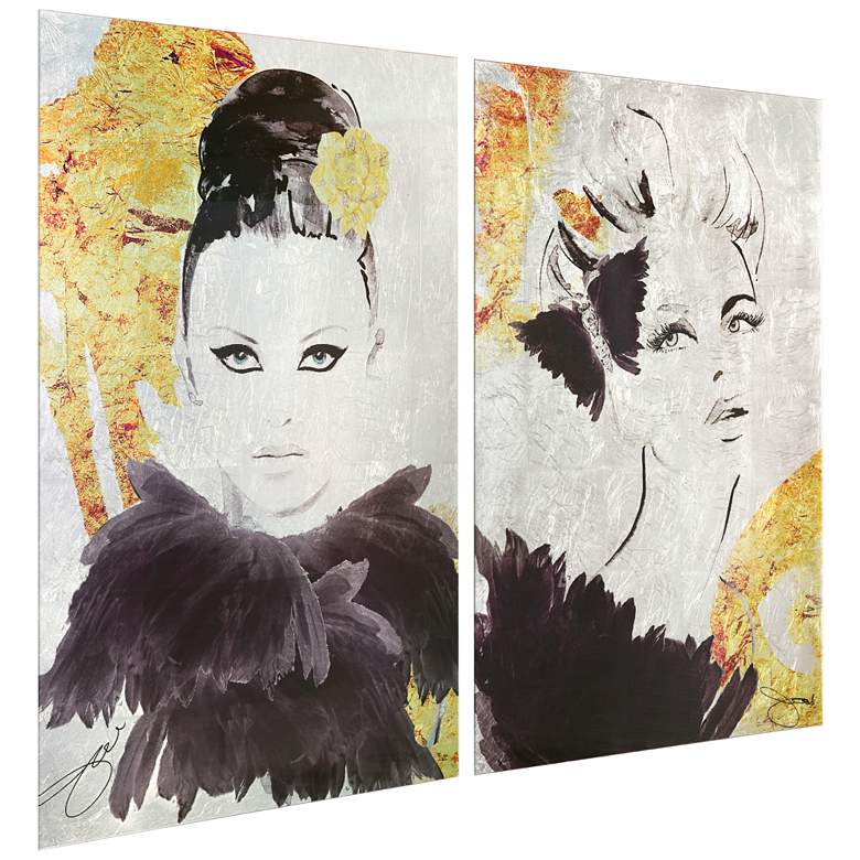 Image 3 Gold Woman 1 & 2 Reverse Printed Tempered Glass Wall Art with Silver Le more views