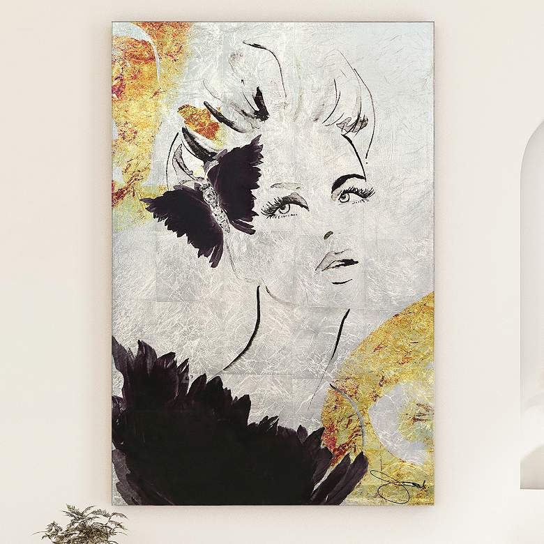 Image 1 Gold Woman 2 Reverse Printed Tempered Glass with Silver Leaf Wall Art