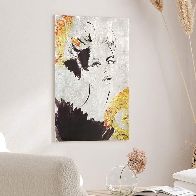 Image 5 Gold Woman 2 Reverse Printed Tempered Glass with Silver Leaf Wall Art more views