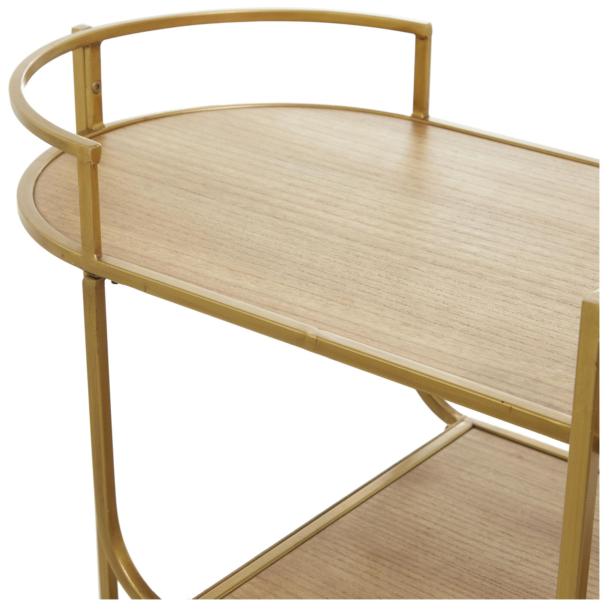 Image 2 Gold Wood Contemporary Bar Cart, 30" x 15" x 30" more views