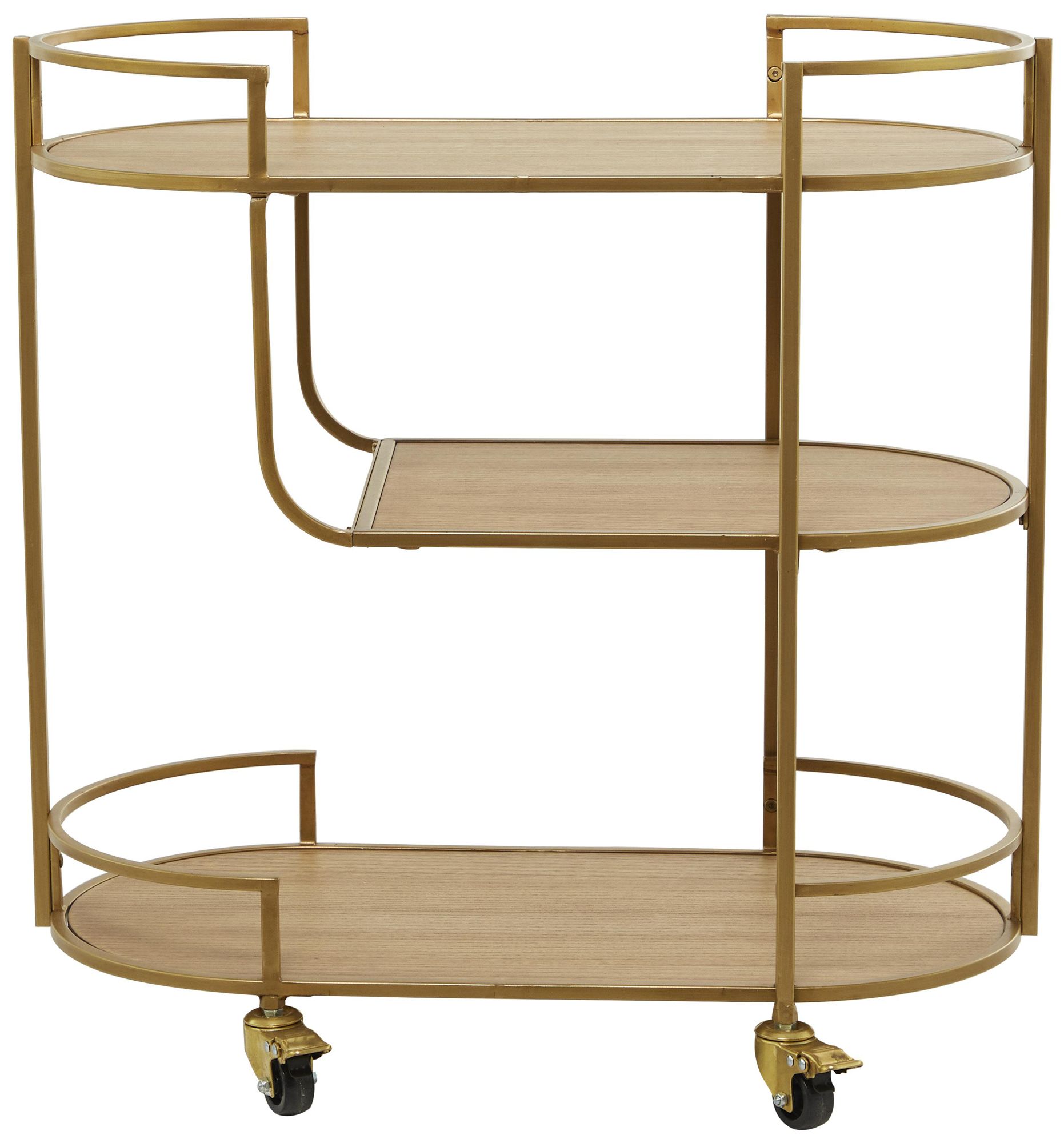 Image 4 Gold Wood Contemporary Bar Cart, 30" x 15" x 30" more views