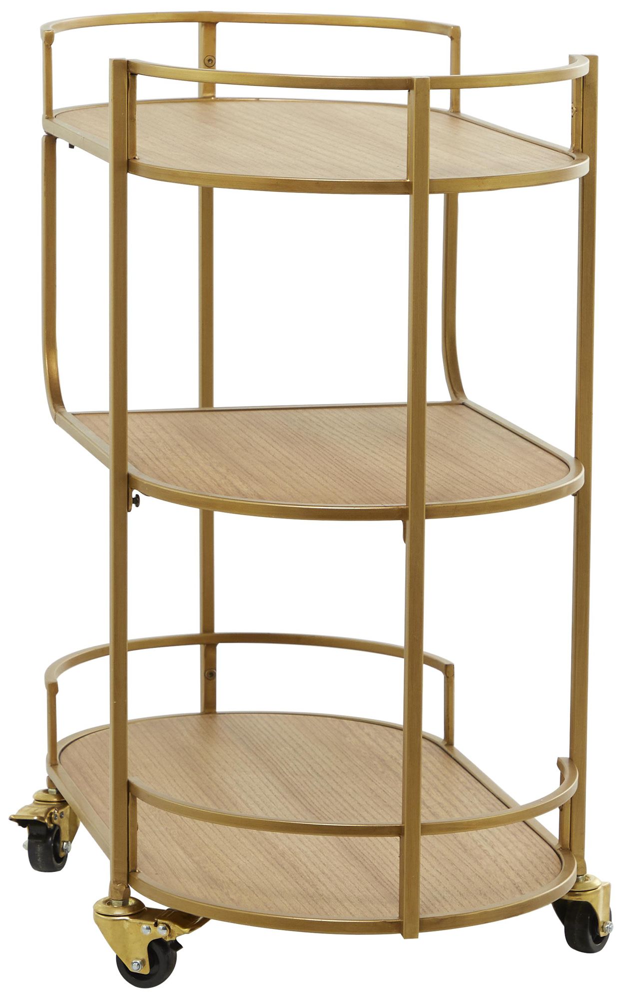 Image 5 Gold Wood Contemporary Bar Cart, 30" x 15" x 30" more views