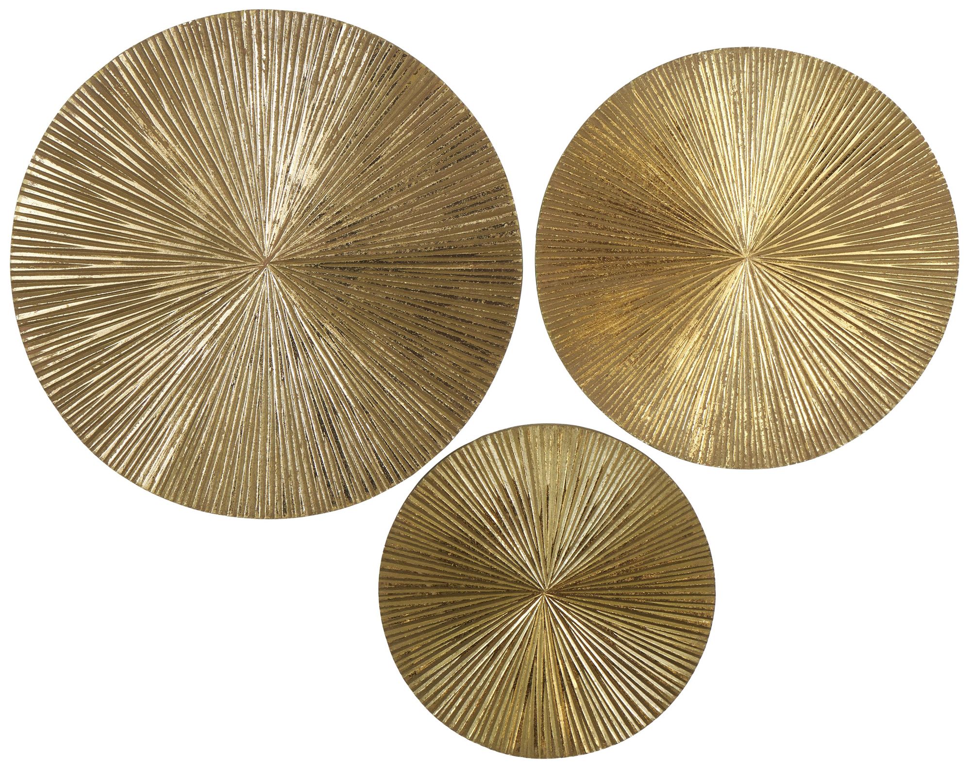 Image 2 Gold Wooden Contemporary Wall Decor, S/3 24", 20", 16"H