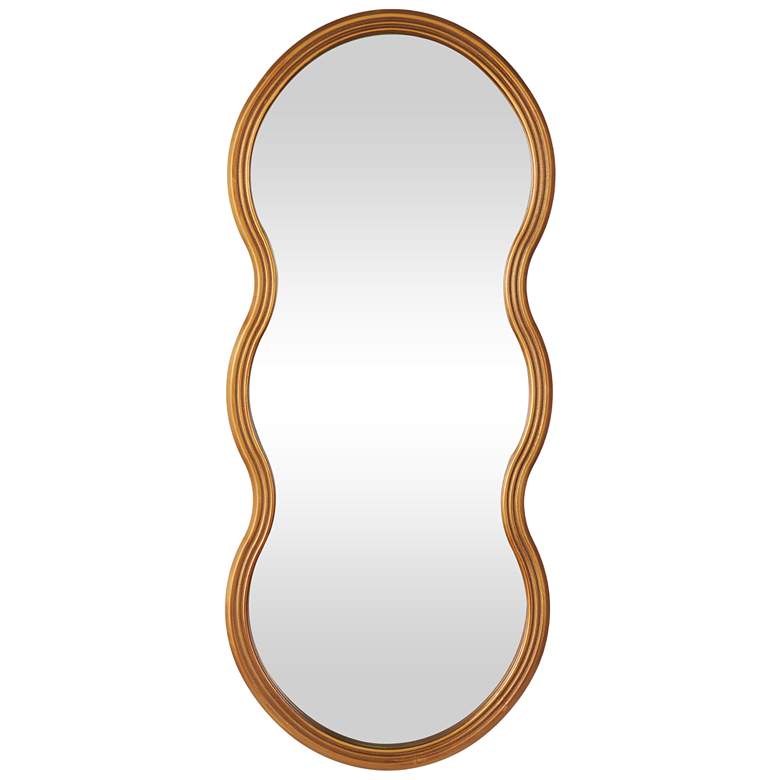 Image 1 Gold Wooden Contemporary Wall Mirror, 20" x 2" x 47"