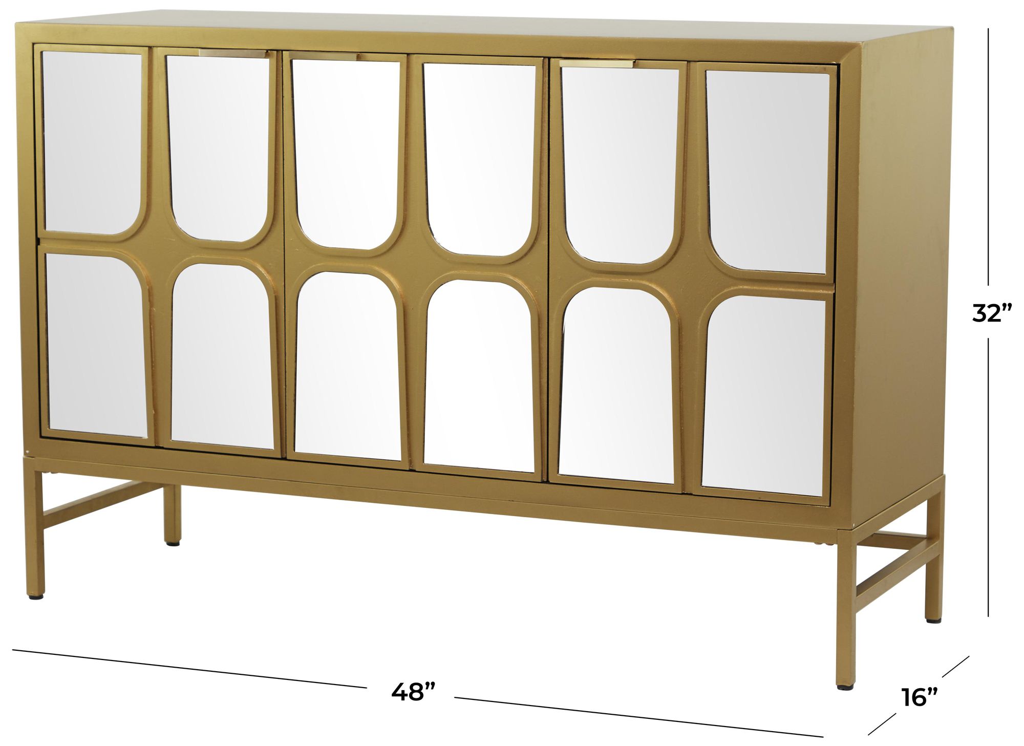 Image 6 Gold Wooden Glam Cabinet, 48" x 16" x 32" more views