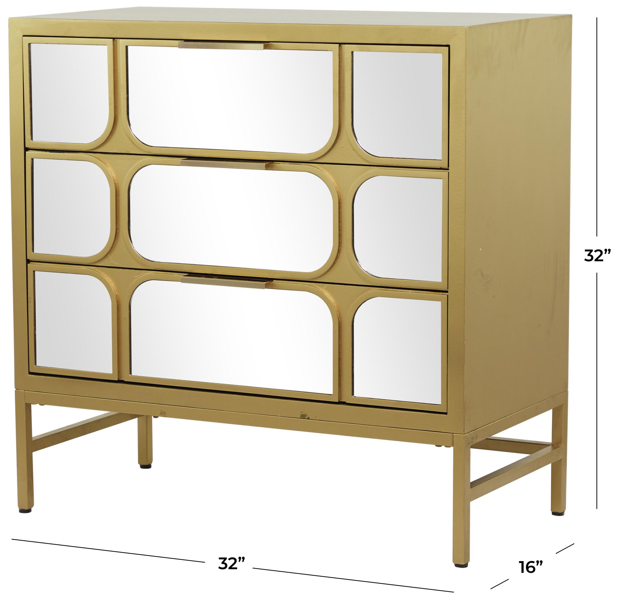 Image 7 Gold Wooden Glam Chest, 32" x 16" x 32" more views