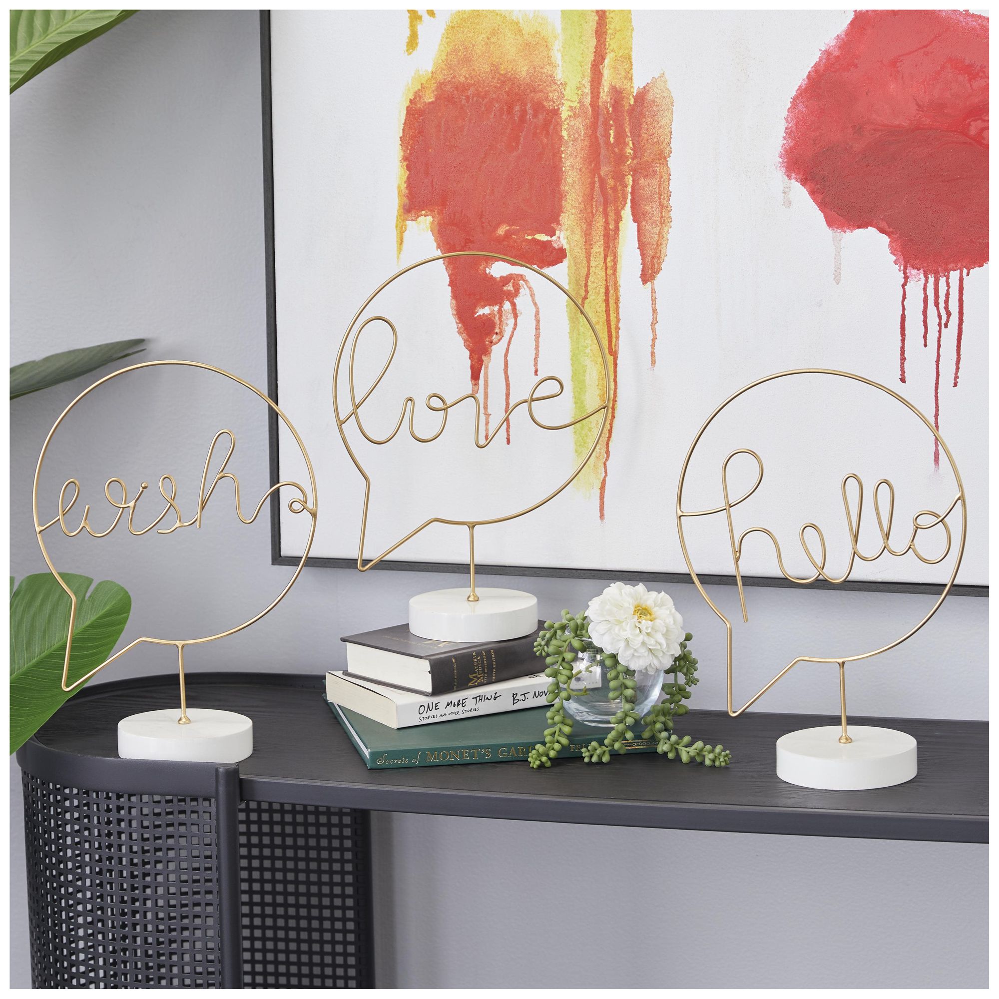 Image 4 Gold Wooden Traditional Decorative Sign, S/3 9"W, 13"H more views