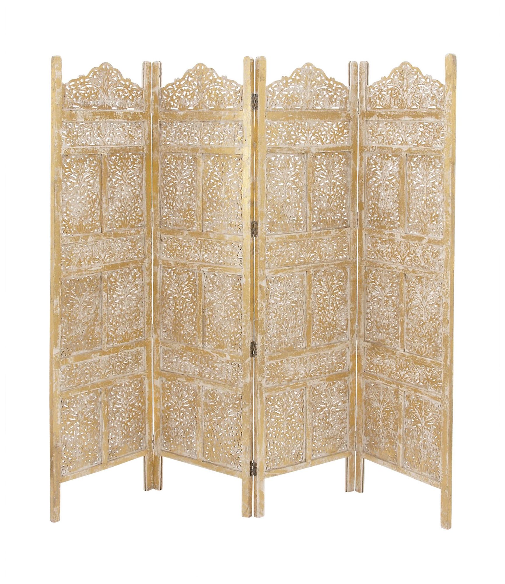 Thumbnail1 of Gold Wooden Traditional Room Divider Screen, 80" x 1" x 71"