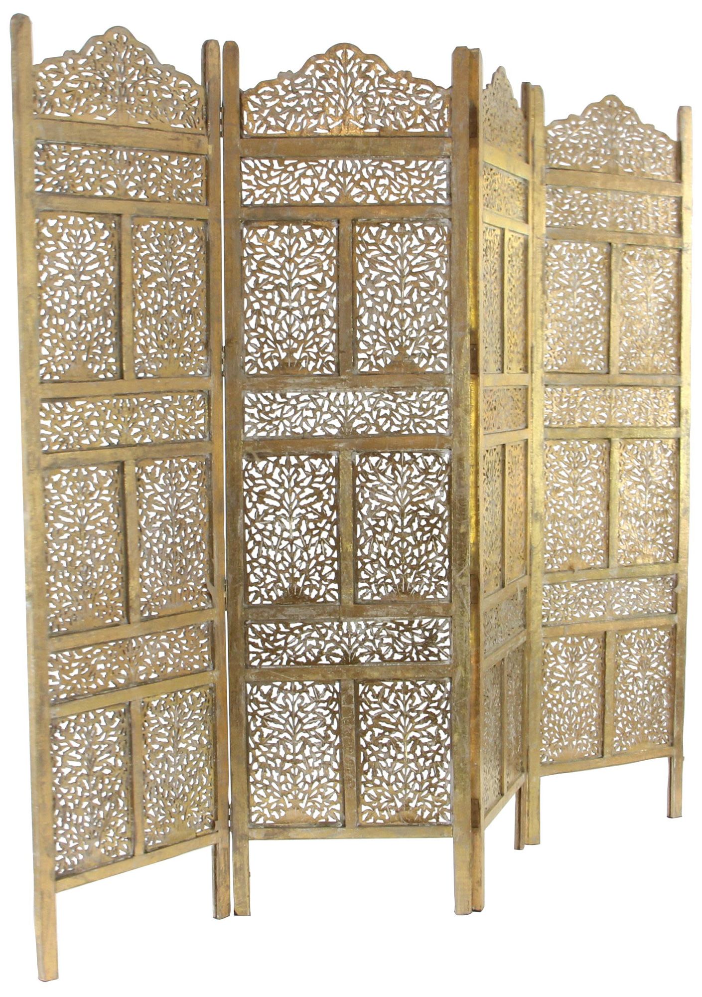 Gold Wooden Traditional Room Divider Screen, 80" x 1" x 71"