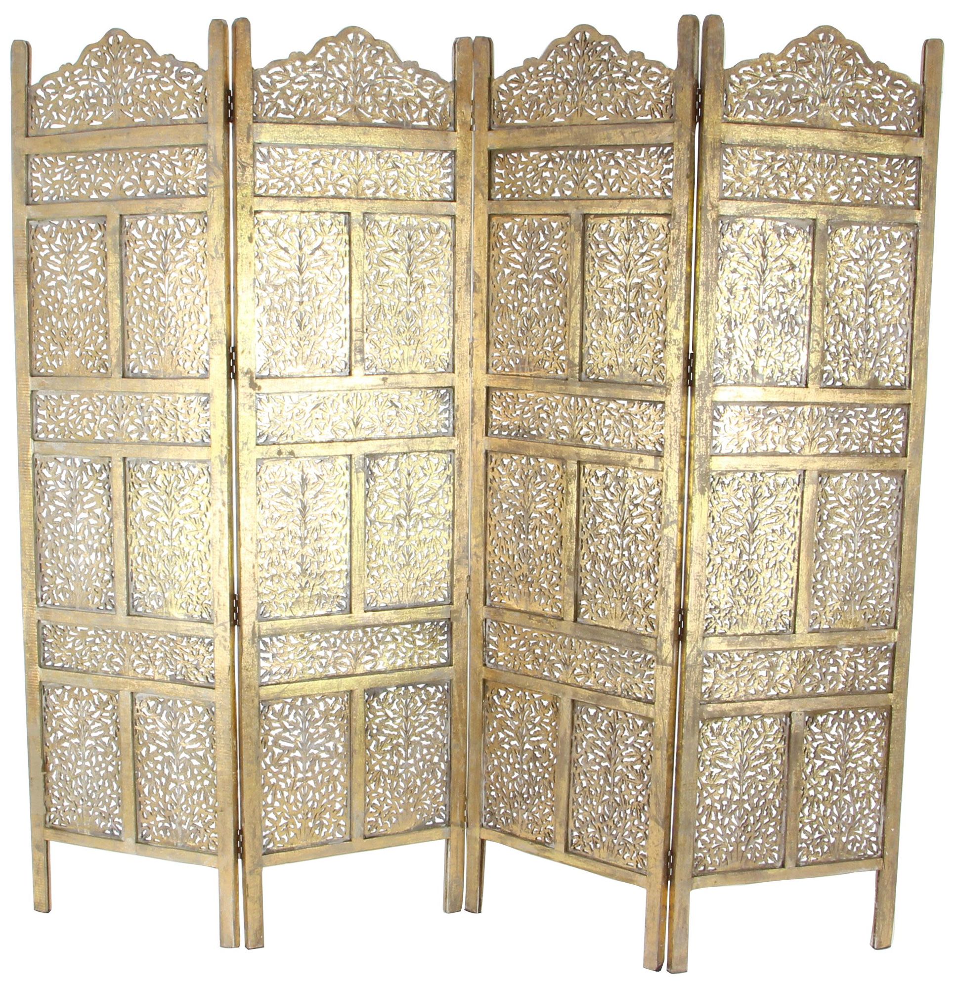 Gold Wooden Traditional Room Divider Screen, 80" x 1" x 71"