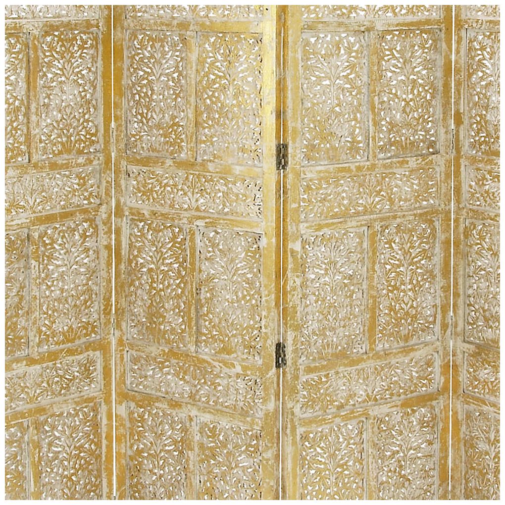 Gold Wooden Traditional Room Divider Screen, 80" x 1" x 71"