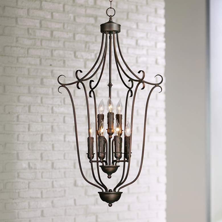 Image 1 Golden 20" Wide Rubbed Bronze 2-Tier 9-Light Pendant Chandelier