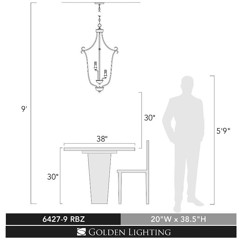 Image 5 Golden 20" Wide Rubbed Bronze 2-Tier 9-Light Pendant Chandelier more views