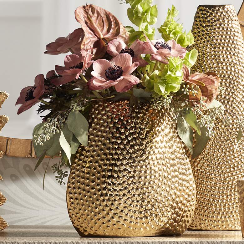 Image 1 Golden 9" High Ceramic Decorative Vase