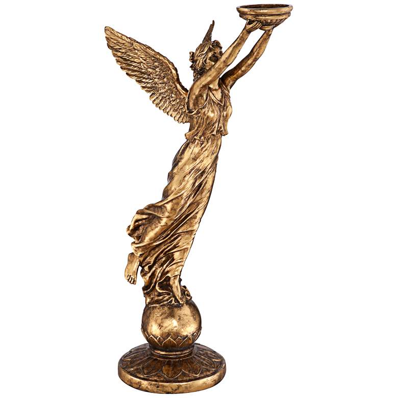 Image 2 Golden Angel 38 1/2" High Statue Candle Holder