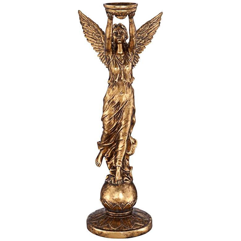 Image 3 Golden Angel 38 1/2 inch High Statue Candle Holder more views
